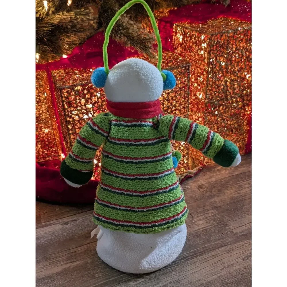 Vintage Snowman Holiday Christmas Decor Plush Figurine Free Standing 15